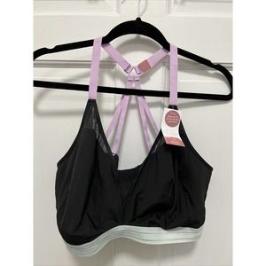 New Cacique Bralette Extra Support Racerback Strappy Black Bra Plus Size 26/28